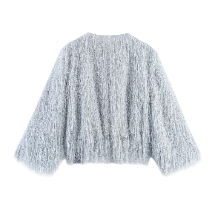 Damen modische Fuzzy-Pullover mit oversize Schnitt Drune
