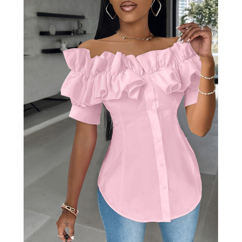 Damen Off-Shoulder Rüschbluse Drune