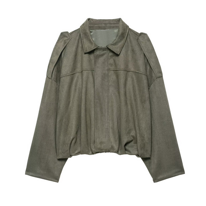 Damen Oversize-Cropped Jacke mit Balloon-Saum und Schulter-Cutouts Drune