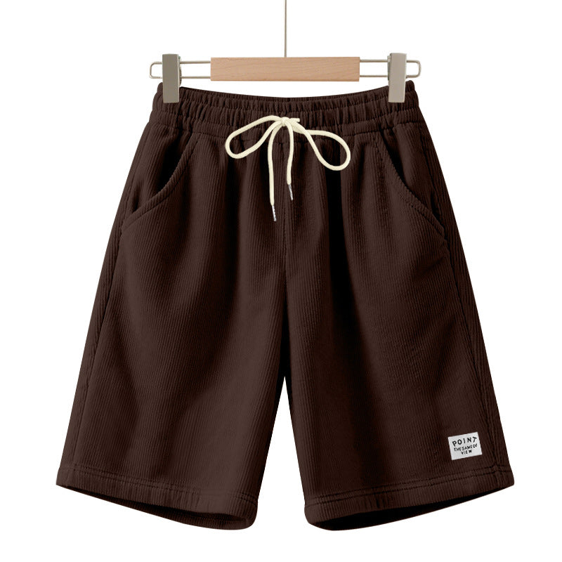 Herren nan knielange Lounge-Shorts im Rippenstrukturjersey mit elastischem Kordelzugbund und aufgesetzten Eingrifftaschen Drune