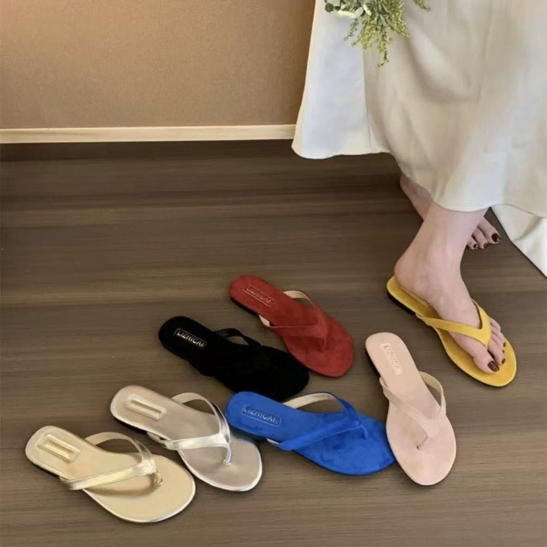 Damen Zehentrenner aus weichem Veloursleder mit ergonomischem Fußbett Drune