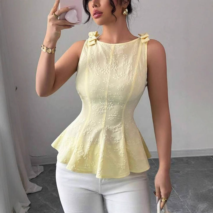Damen Peplum-Top mit floralen Details Drune