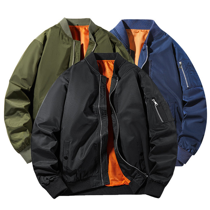 Herren Modische Bomberjacke mit hohem Kragen und praktischen Taschen Drune