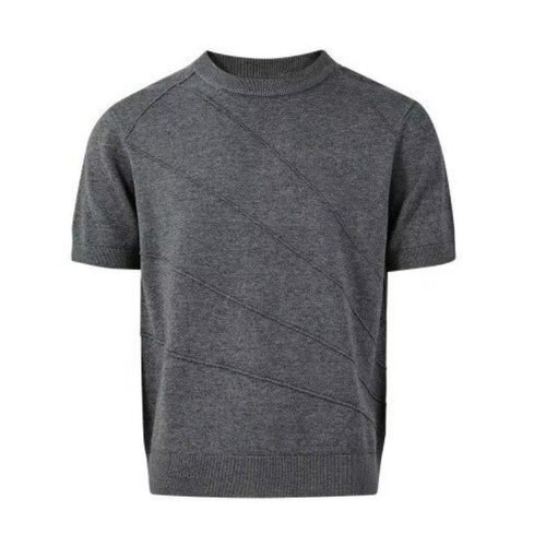 Herren Modisches Strick-T-Shirt mit Rundhalsausschnitt Drune