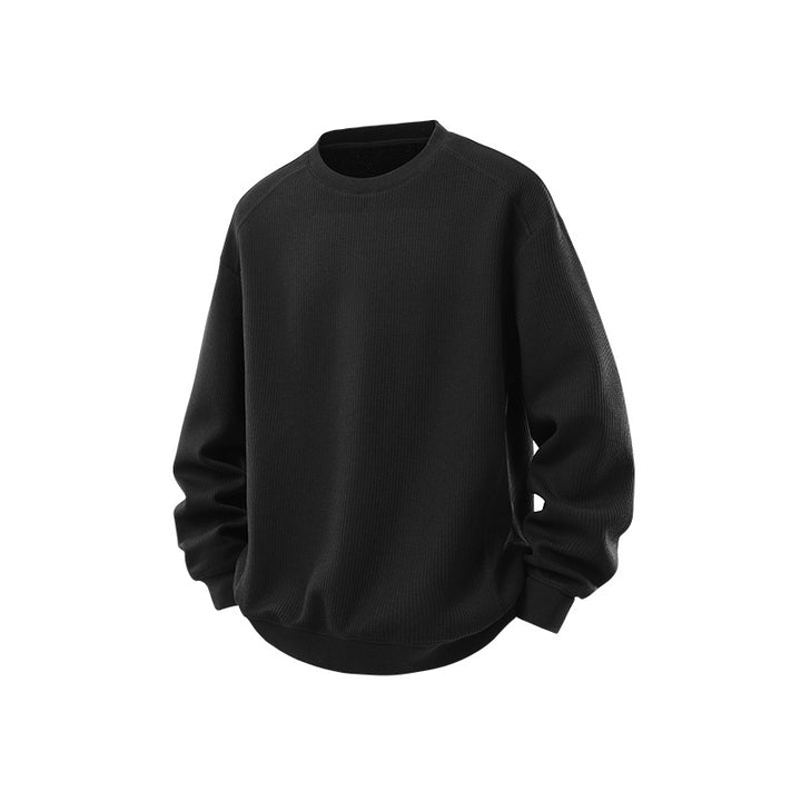 Herren Waffelstrick Rundhals‑Sweatshirt mit relaxed Fit und gerippten Bündchen Drune