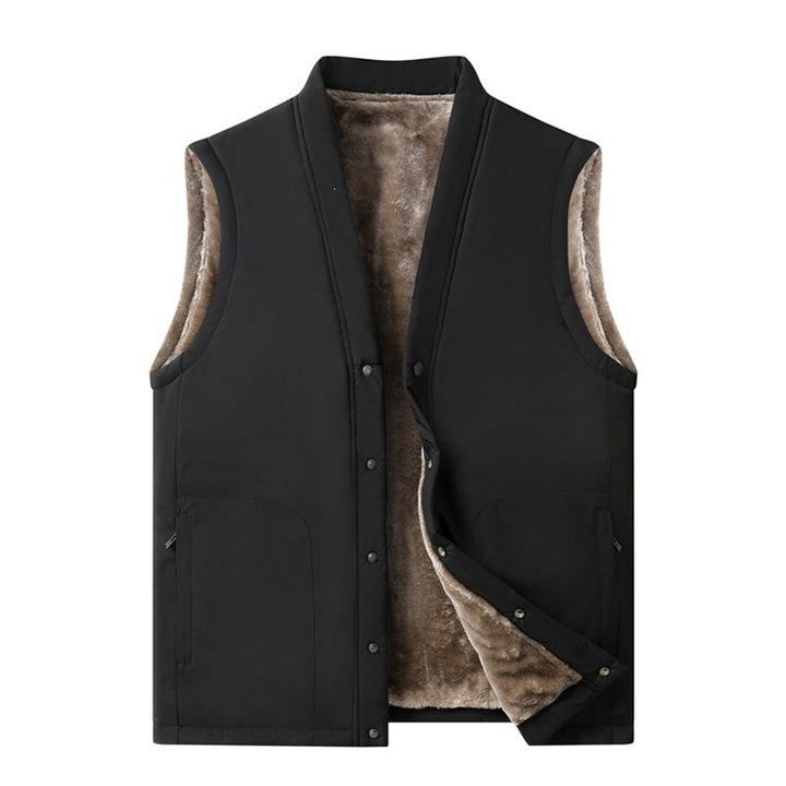 Herren Thermische Steppweste mit Kunstfell-Innenfutter, Druckknopfblende & verdeckten Eingrifftaschen Drune