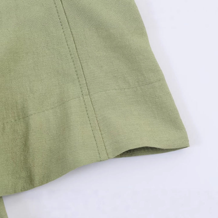 Damen Leichte Leinenoptik‑Bluse mit Knopfleiste und gerafften Fledermausärmeln Drune