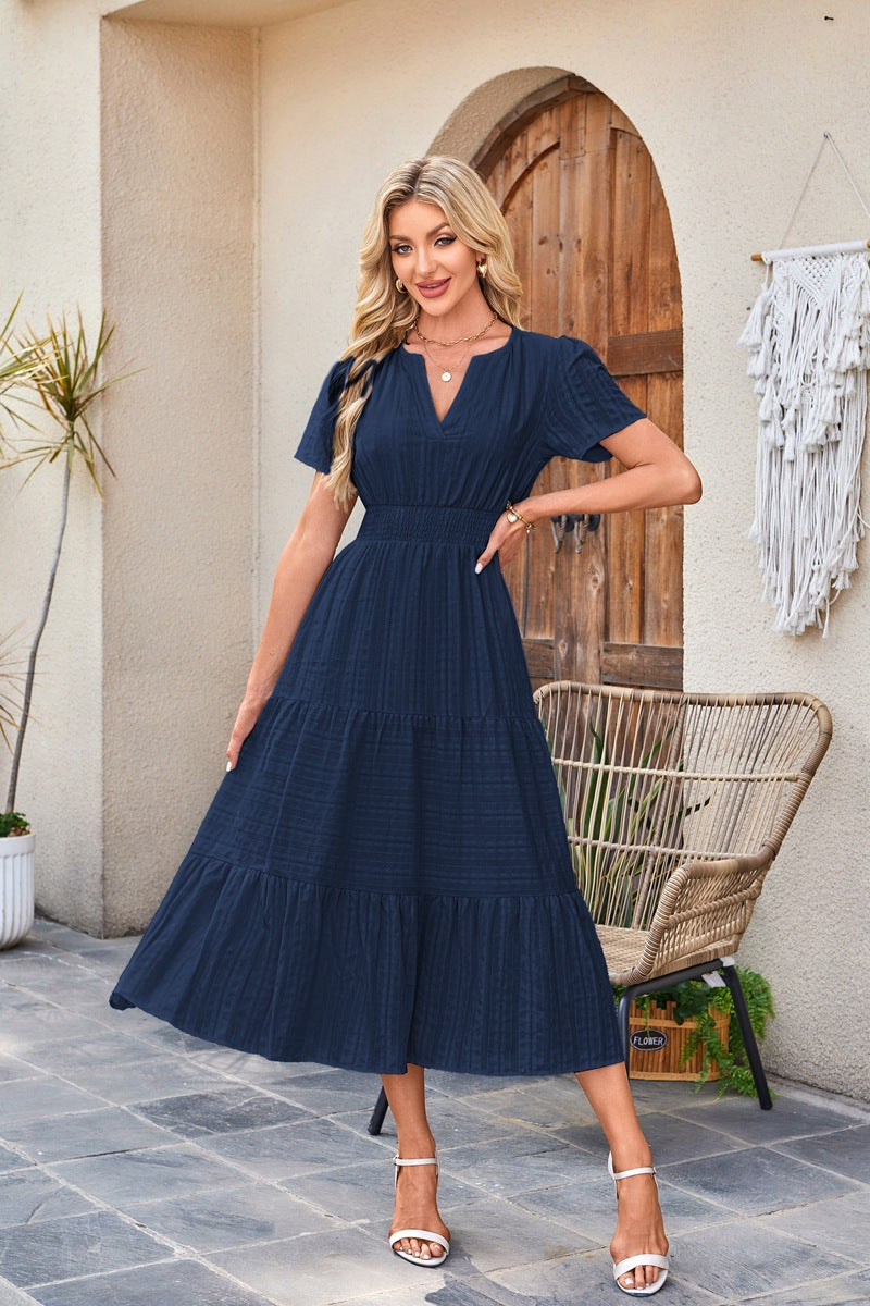 Damen Maxi-Kleid aus leichtem, gestreiftem Stoff Drune