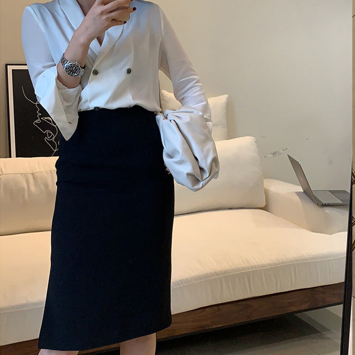 Damen Eleganter Bleistiftrock mit hohem Bund Drune
