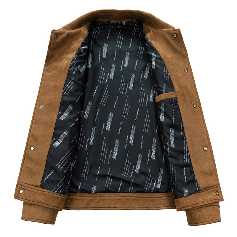 Herren Baumwollmix-Truckerjacke mit kontrastiertem Innenfutter und Pattentaschen Drune