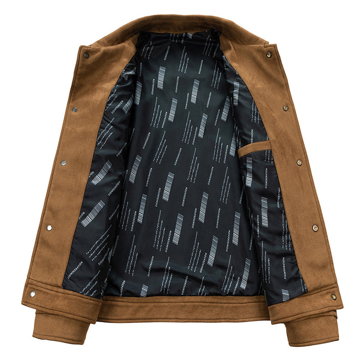 Herren Baumwollmix-Truckerjacke mit kontrastiertem Innenfutter und Pattentaschen Drune