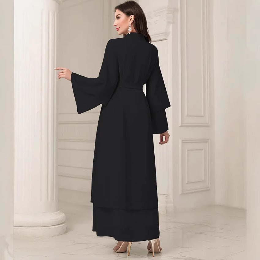 Damen Elegante lange Kimono-Jacke aus fließendem Stoff mit weitem Schnitt Drune