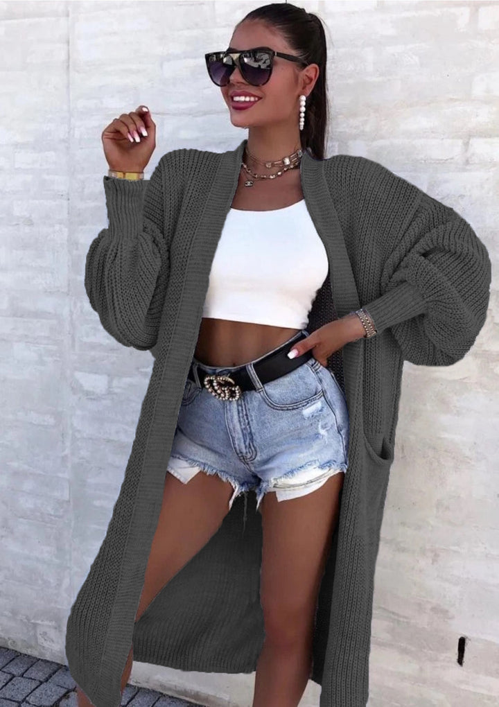 Damen Lange Strickjacke Drune