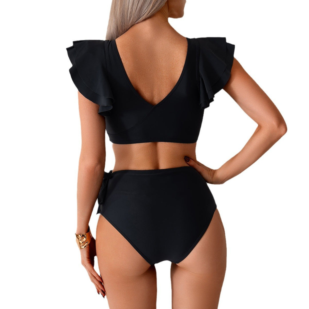 Damen Hochbundiger Bikini mit Rüschendetails Drune