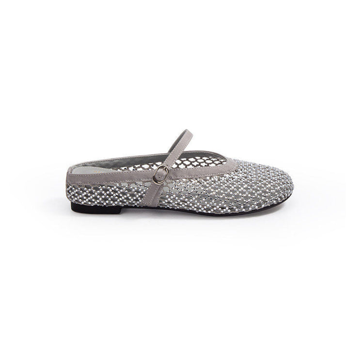 Damen eleganten Ballerinas mit modischem Netzdesign und funkelnden Details Drune