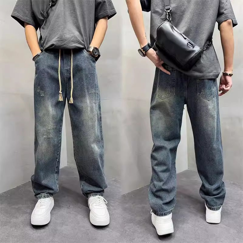 Herren Lässige Distressed Jeans mit weitem Schnitt Drune