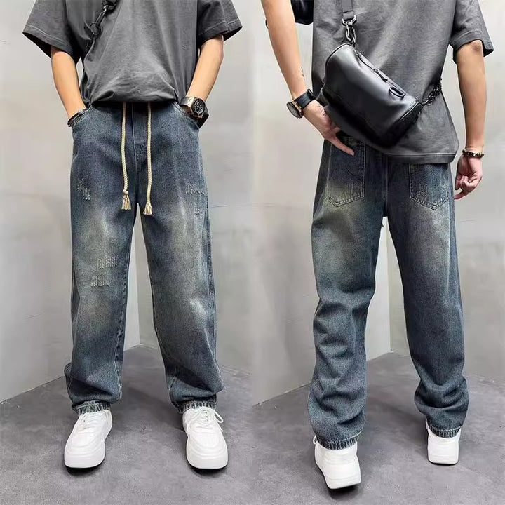 Herren Lässige Distressed Jeans mit weitem Schnitt Drune