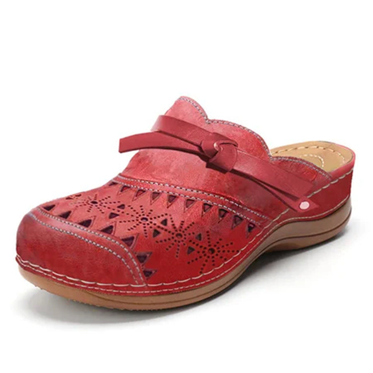 Damen Komfort Clogs mit modischem Lochmuster und dekorativem Riemen Drune