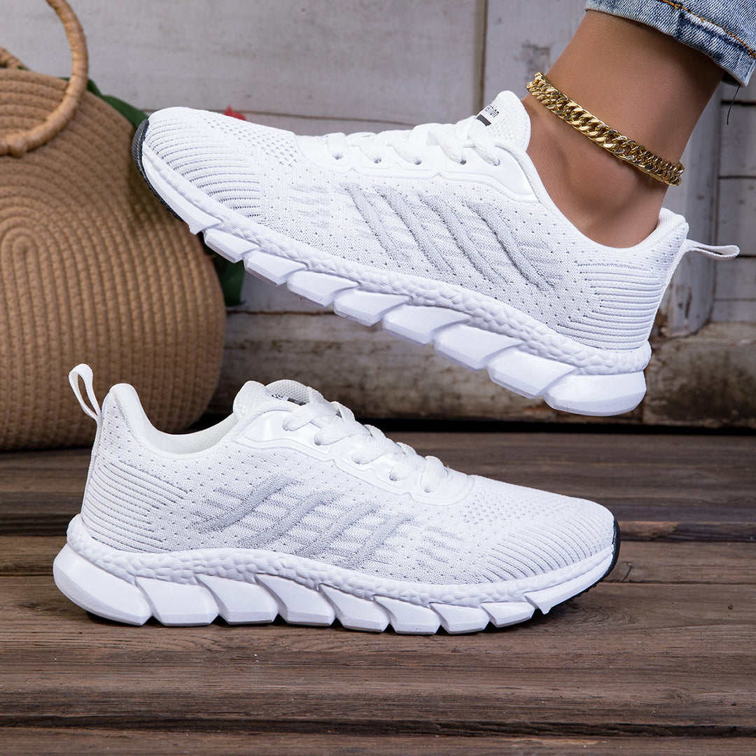 Damen nan gestrickter Schlupf-Sneaker mit elastischem Schaft, Zier-Schnürung und segmentierter Dämpfungssohle Drune