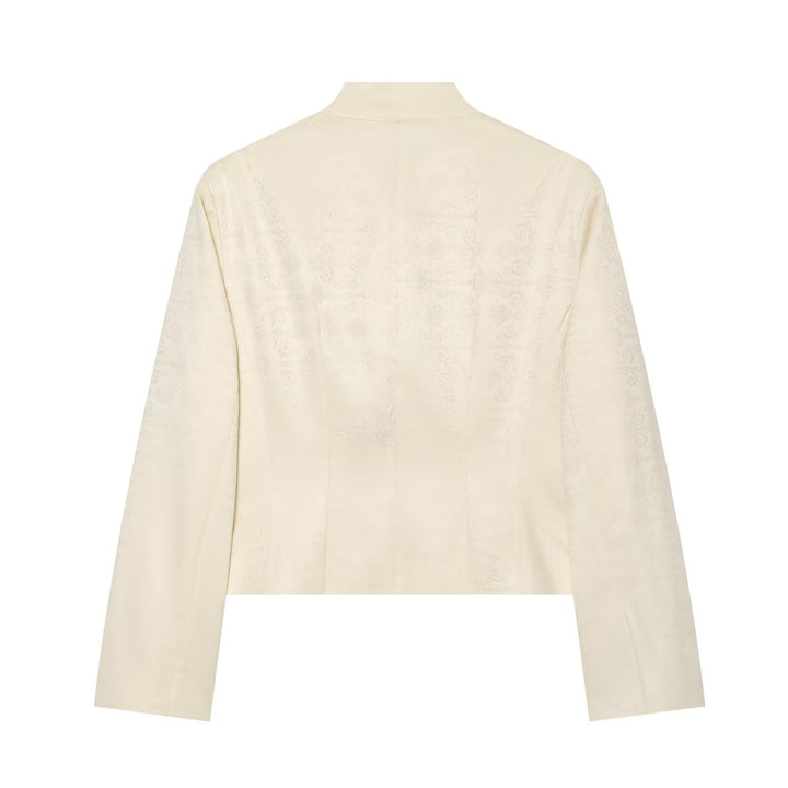Damen Kurze Paradejacke mit Stehkragen, Zierbesatz und Reihenknöpfen Drune