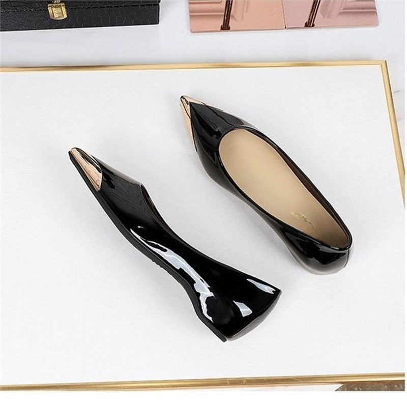 Damen Spitz zulaufende Ballerinas mit Leopardenmuster und metallischer Zehenkappe Drune