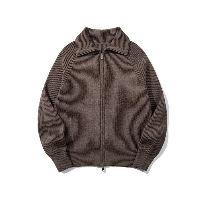 Damen Gerippte Strick‑Zipjacke mit hohem Stehkragen, Raglanärmeln und Boxy‑Schnitt Drune