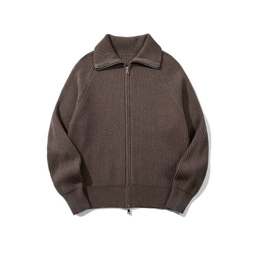 Damen Gerippte Strick‑Zipjacke mit hohem Stehkragen, Raglanärmeln und Boxy‑Schnitt Drune