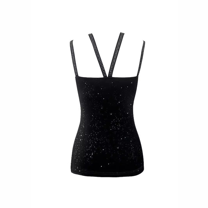 Damen modisches Spaghettiträger-Oberteil mit funkelnden Details Drune
