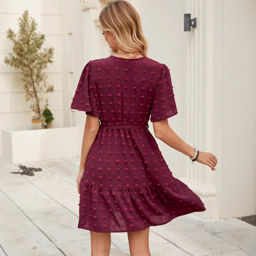 Damen Wickelkleid mit dekorativen 3D-Blüten Drune