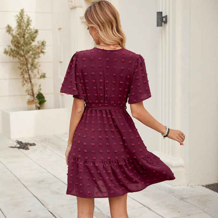 Damen Wickelkleid mit dekorativen 3D-Blüten Drune