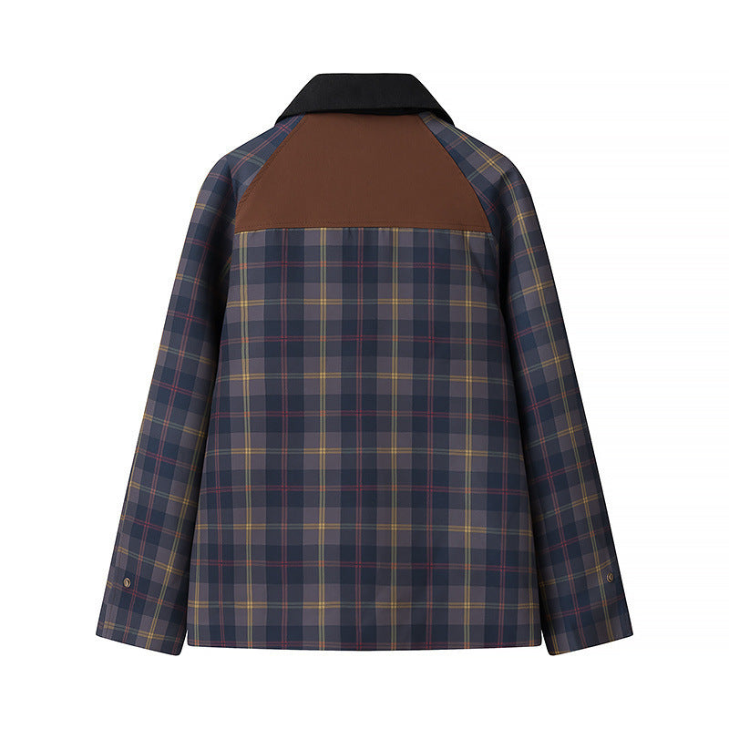 Damen Oversize-Karo-Fieldjacke mit Wachsfinish und Zweifachverschluss Drune
