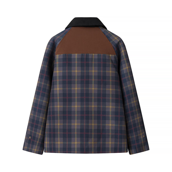 Damen Oversize-Karo-Fieldjacke mit Wachsfinish und Zweifachverschluss Drune