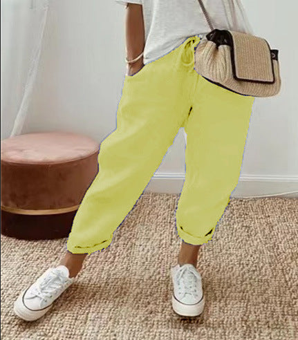 Damen Lockere Bedruckte Jogger mit Kordelzug und Rippbund Drune