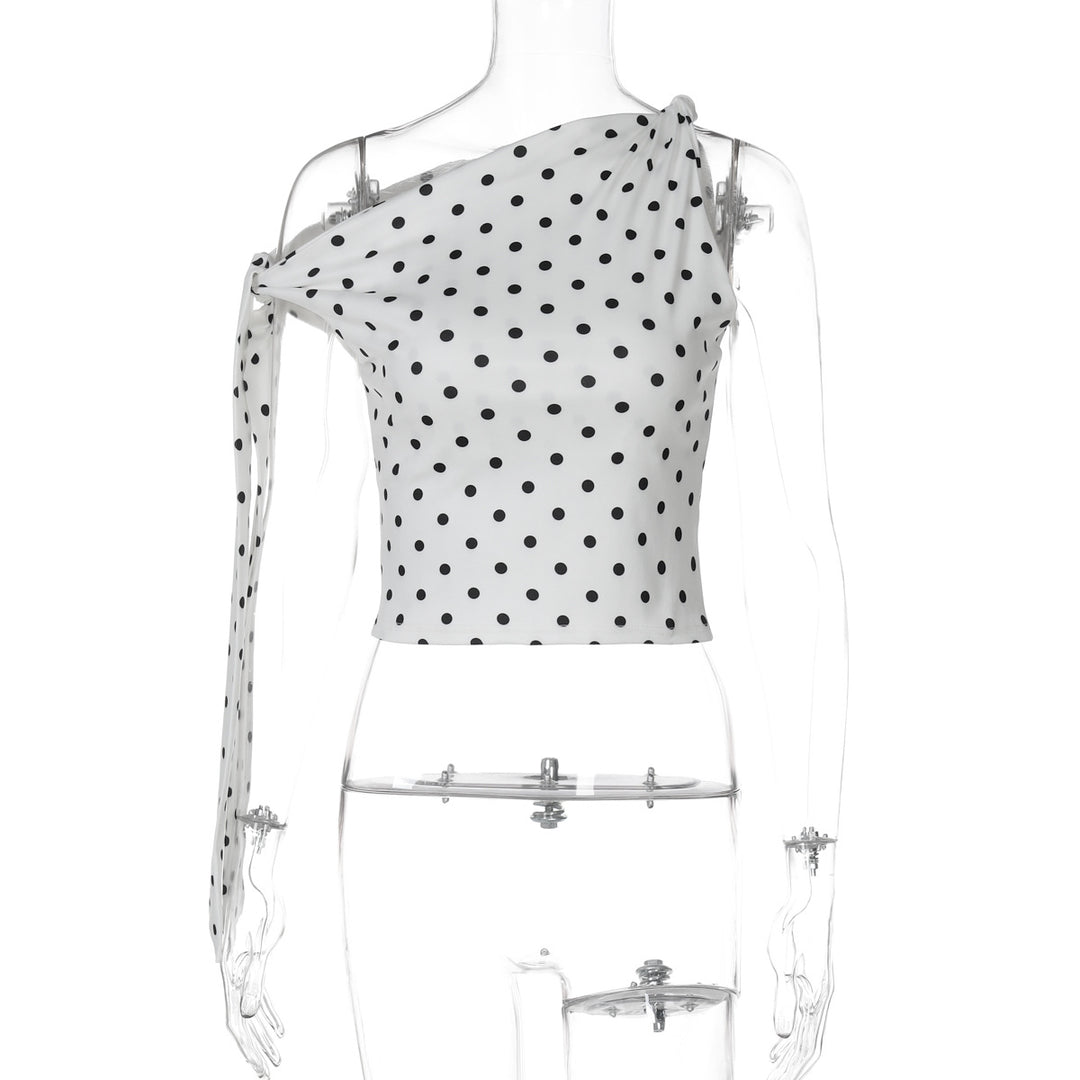 Damen Asymmetrisches Trägertop mit Punkten Drune