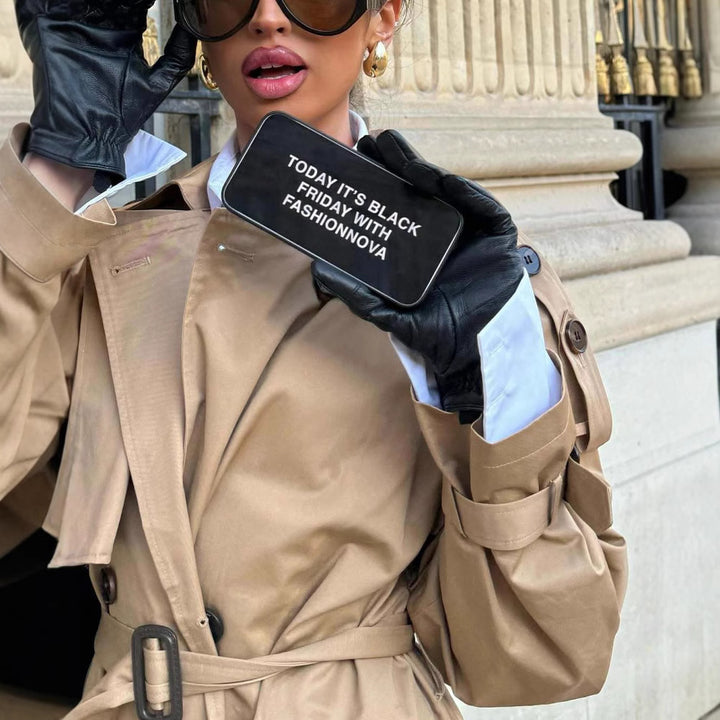 Damen stilvolle Trenchcoat mit praktischen Taschen und Gürtel Drune
