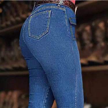 Damen Western-inspirierte Bootcut-Jeans mit Front-Klappentaschen und sculptendem Schnitt Drune