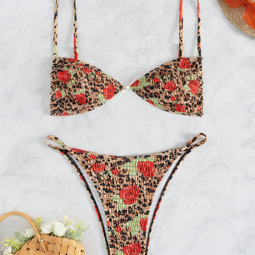 Damen verführerischer Triangel-Bikini mit strukturierter Oberfläche Drune