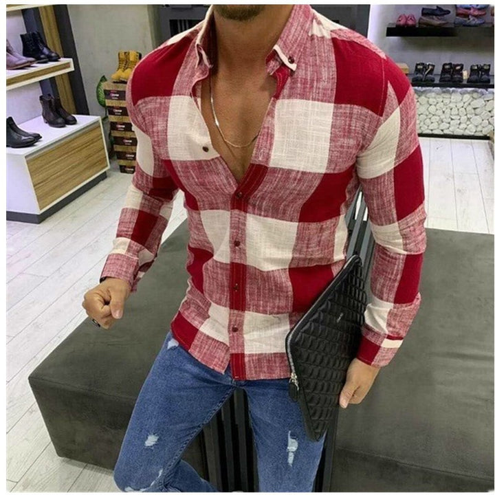 Herren Langarmhemd mit modernem Karo-Design und komfortablem Slim-Fit Schnitt Drune