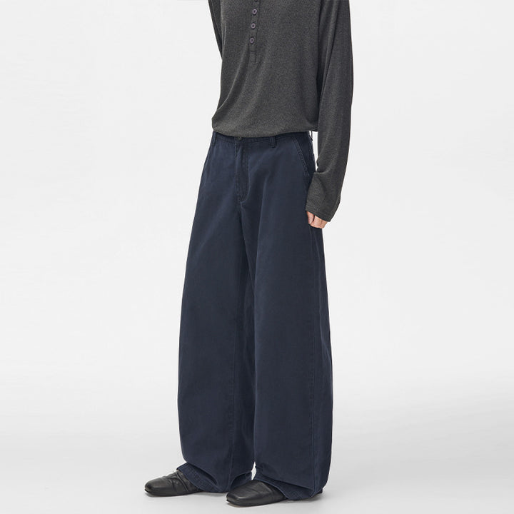 Herren Extraweite Baumwoll‑Twill Baggyhose mit tiefem Schritt und Karabineranhänger Drune