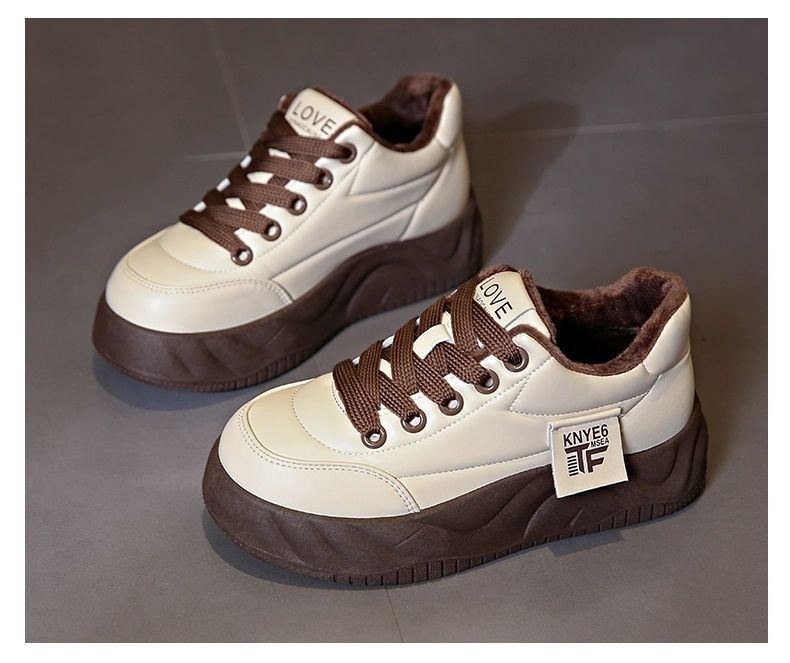 Damen Fleecegefütterte Chunky Sneakers mit rutschfester Sohle und modischem Design Drune