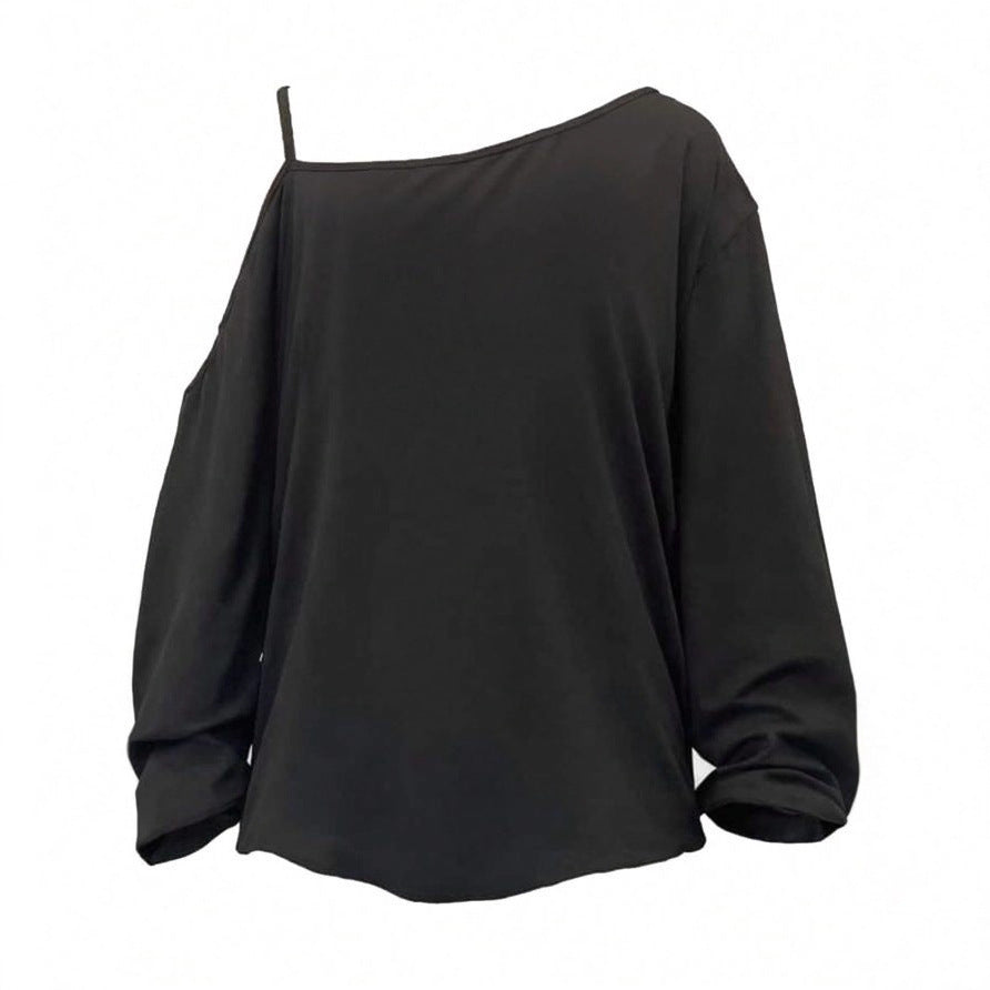 Damen nan asymmetrisches Off-Shoulder Sweatshirt mit Tour-Print und oversized Passform Drune