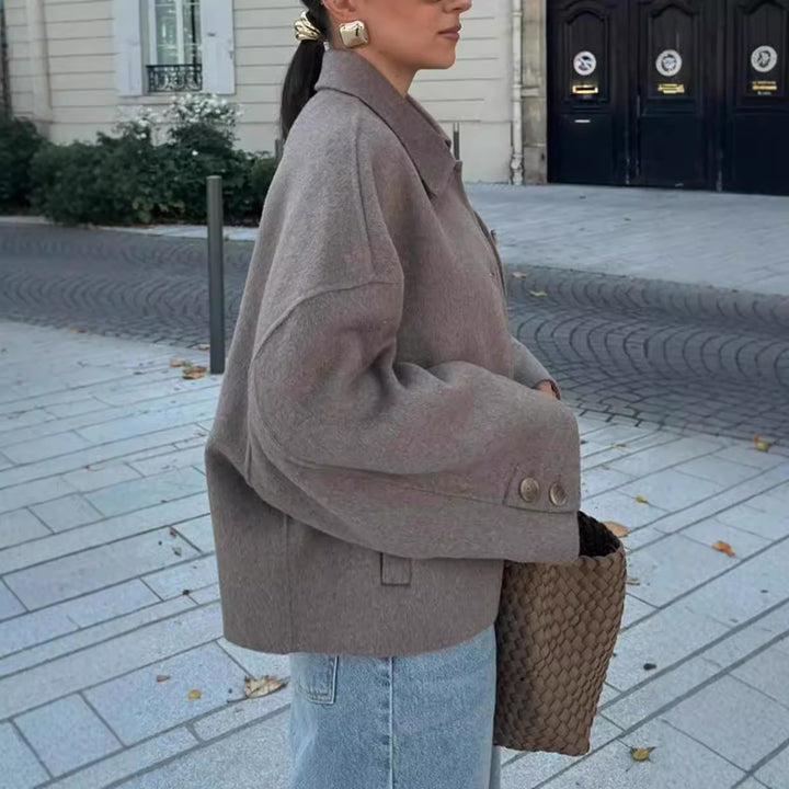 Damen Modische Oversized-Wolljacke mit Knopfdetails und weitem Schnitt Drune