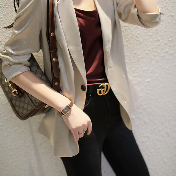 Damen Eleganter Blazer mit feinen Streifen Drune