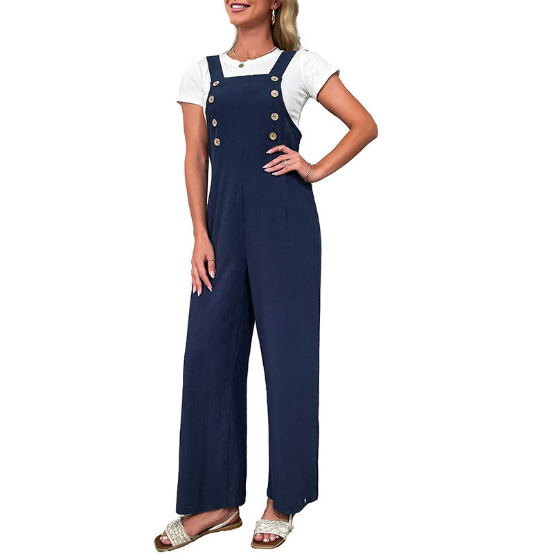 Damen Latzhose mit praktischen Knopfdetails und weitem Schnitt Drune