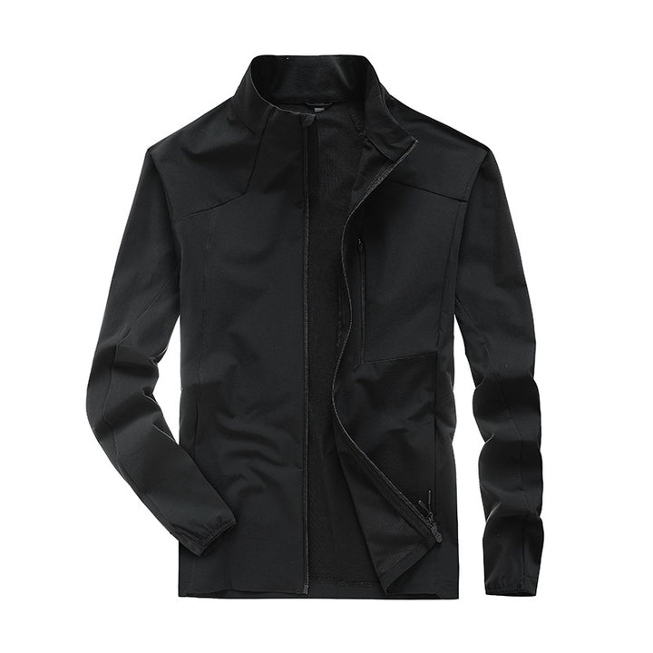 Herren Technische Softshell-Jacke mit hohem Stehkragen, atmungsaktiver Membran & minimalistischen Reißverschlusstaschen Drune