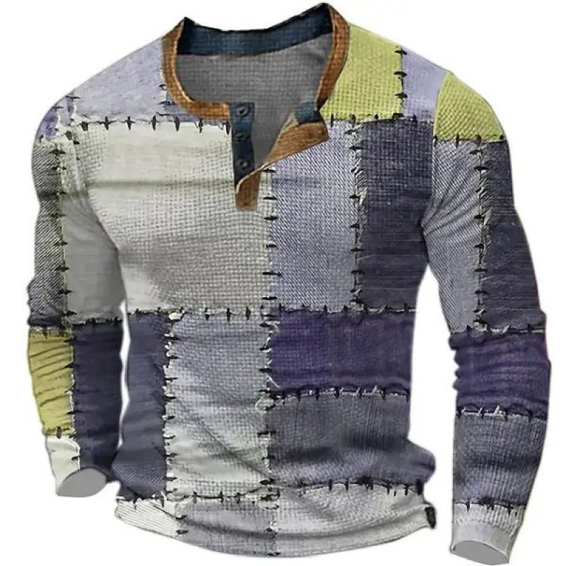 Herren Sportliches Langarmshirt mit Knopfleiste Drune