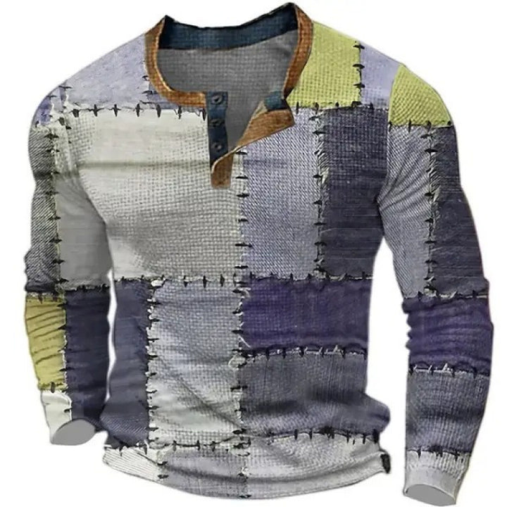 Herren Sportliches Langarmshirt mit Knopfleiste Drune