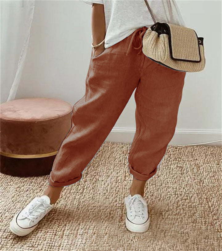 Damen Lockere Bedruckte Jogger mit Kordelzug und Rippbund Drune