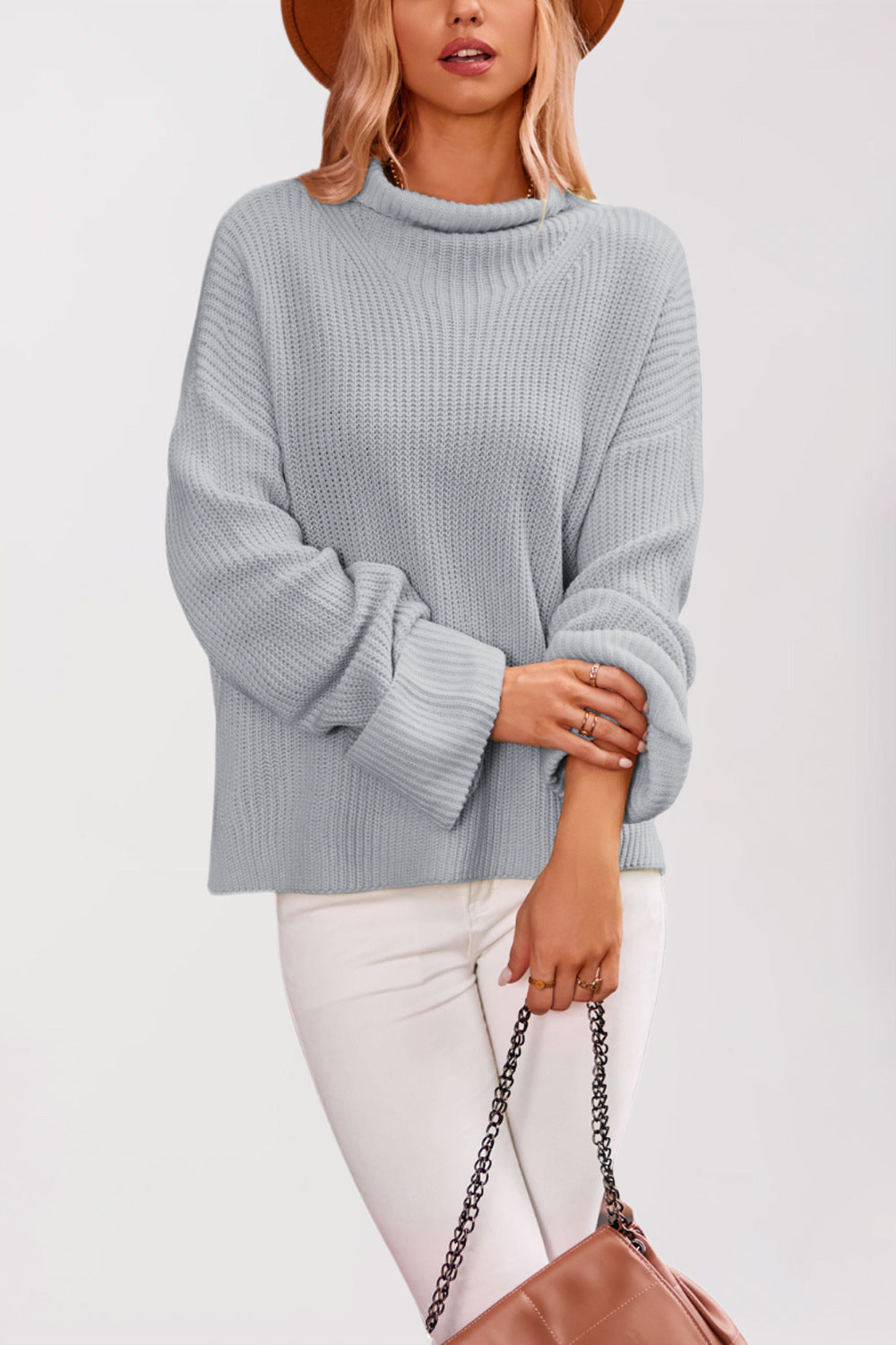 Damen Baumwoll-Pullover mit hohem Kragen Drune