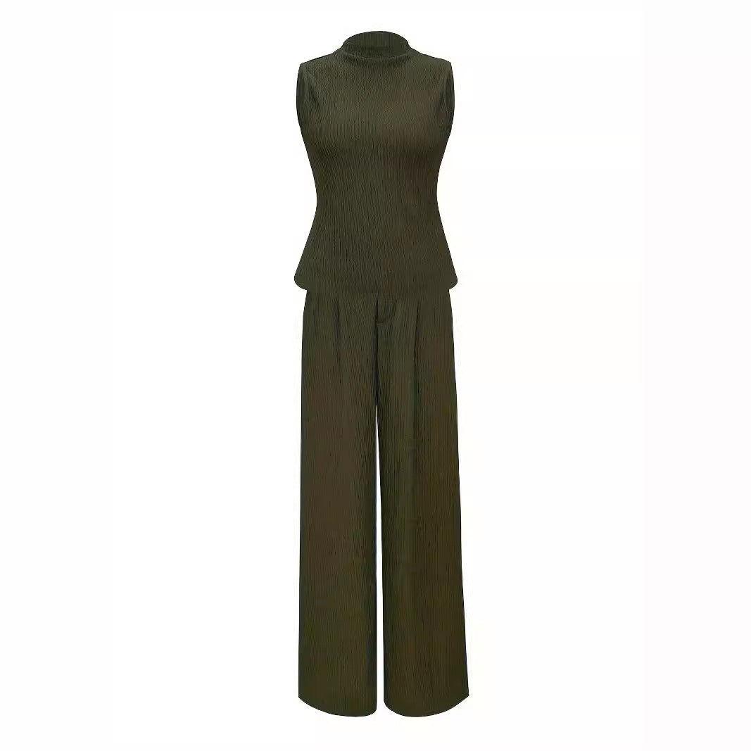 Damen Elegantes Jumpsuit mit hohem Kragen und weitem Bein Drune